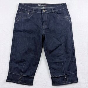 Gemello Studded Capri Jeans Dark Wash Cuffed Denim Size 36